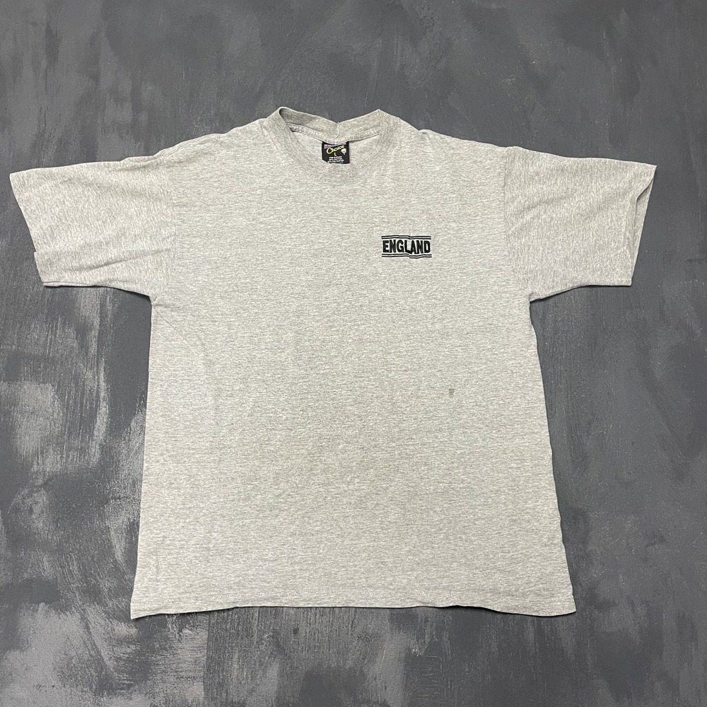 Vintage Single Stitch Graphic T-Shirt Men Large Grey 1990s Soffe‎